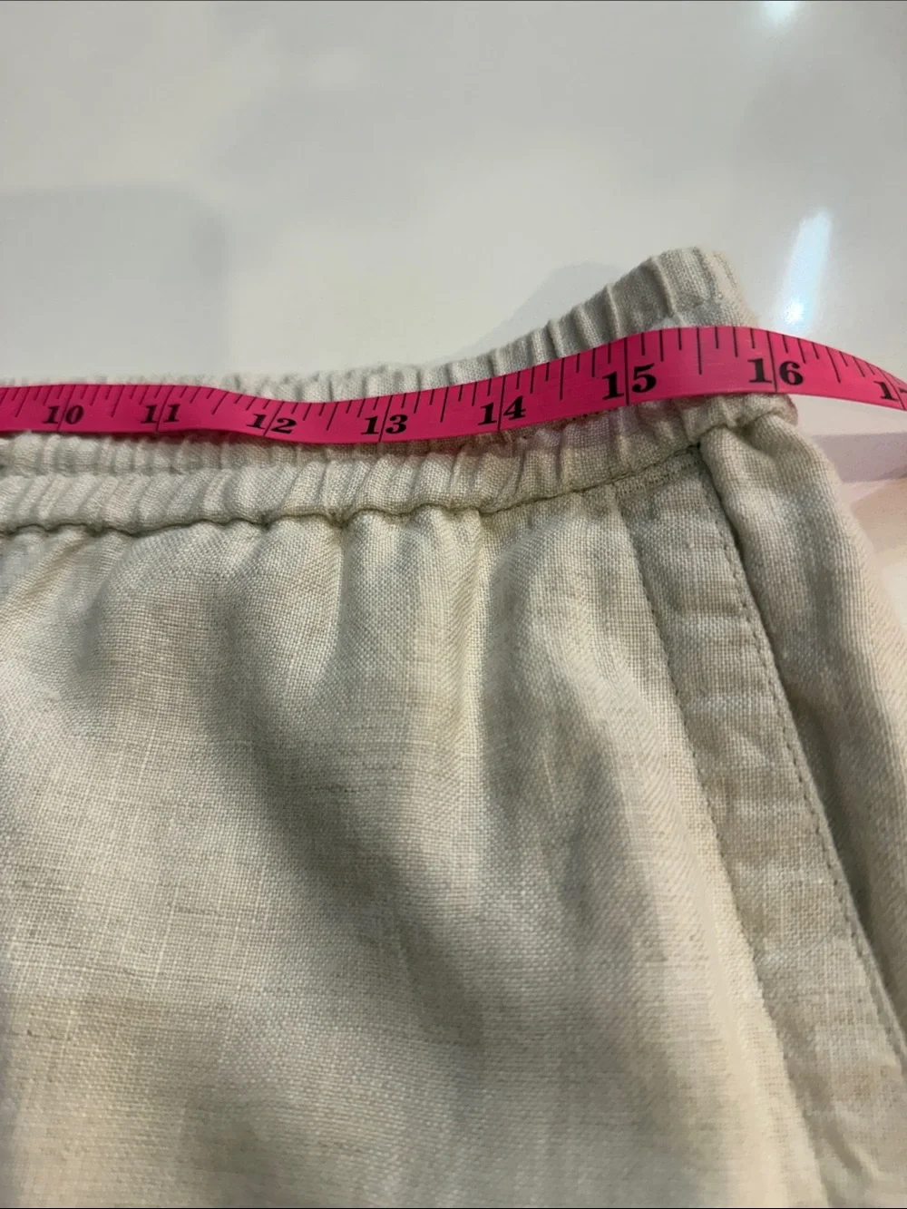 Talbots 100% Linen Wide Leg Drawstring Pants Oatmeal Flax Natural | Size 8